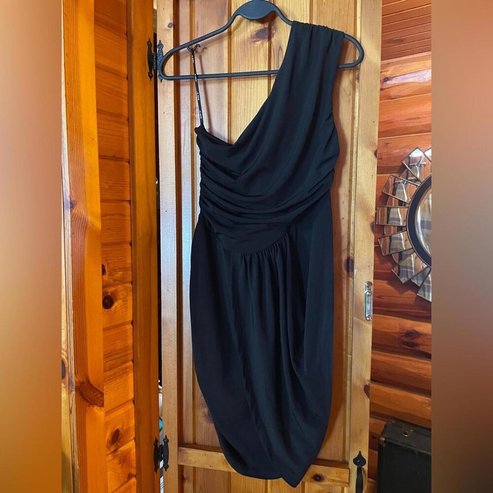 Allen B. By‎ Allen Schwartz Ruched One Shoulder Gown Blue